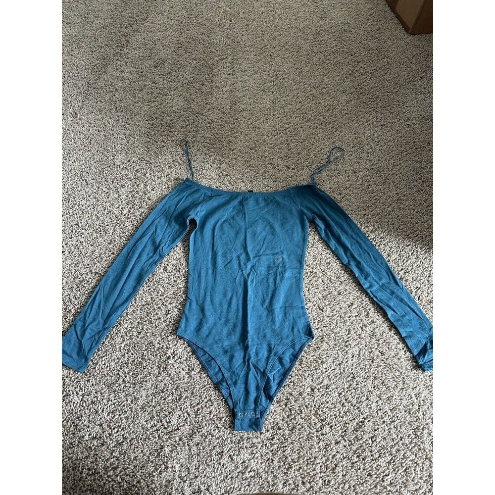 NWT $37 Aeropostle  Long Sleeve Basic Bodysuit in Peacock Blue Size XS